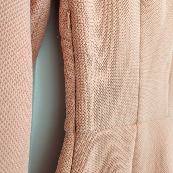 Salmon Pink Wool Long-Sleeve A-line Dress - Picture 6 of 7